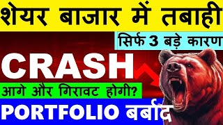 STOCK MARKET CRASH😭  PORTFOLIO बर्बाद😭🔴 NIFTY CRASH🔴 NIFTY PREDICTION🔴 MARKET CRASH US JAPAN SMKC [upl. by Ecilahc440]