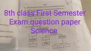 8th class First Semester Exam Science question paper pattern Mid term exam question paper [upl. by Ipoillak]