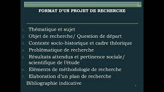 ✪ Méthodologie de recherche ✪ FORMAT D’UN PROJET DE RECHERCHE ✪ [upl. by Baiel]