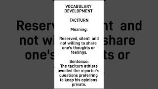 VOCABULARY TACITURN [upl. by Rubbico]