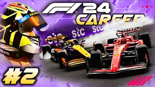 F1 24 CAREER MODE Part 2 Huge Crash At Turn One Genius Tyre Choice [upl. by Armahs923]