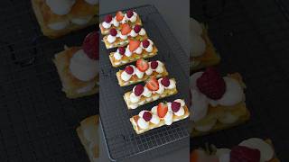 Puff Pastry with Vanilla Cream and Berries easyrecipe cookinginspo puffpastry [upl. by Stratton457]