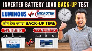 Luminous vs Microtek Battery BACKUP TEST  PART 2  Luminous BC16048ST vs Microtek 135AH Battery [upl. by Assillem]