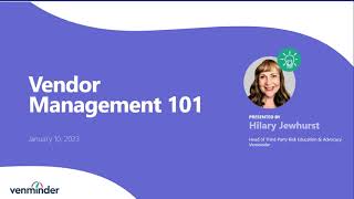 Vendor Management 101 Webinar [upl. by Launam640]