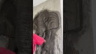 Elephant wall mural cement art [upl. by Fayth]