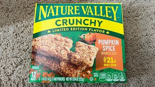 Nature Valley crunchy pumpkin spice granola bar review limited edition [upl. by Yecac]