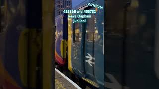 455868 and 455732 leave Clapham junction class455 [upl. by Ellimak]