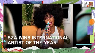 SZA Wins International Artist Of The Year  The BRIT Awards 2024 [upl. by Akinam]