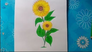 Sunflower Drawing 🌻🌻🌻🌻  Mousomi Sultana [upl. by Fayina42]