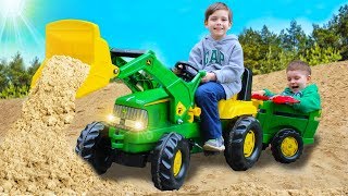 Kids assembled and fixed the tractor John Deere  Toys 2 Boys [upl. by Elesig875]