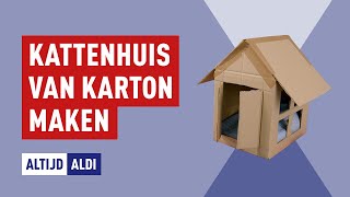 Een kattenhuis maken van karton  Altijd ALDI [upl. by Sorcha]