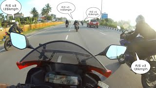 R3 vs R15 v3 vs R15 v2 vs CBR250  Highway Race [upl. by Neona]