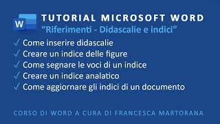 WORD  Microsoft 365  Tutorial 23 Didascalie e indici [upl. by Agripina17]