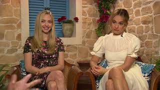 Lily James Amanda Seyfried Mamma Mia Here We go again interview [upl. by Alegnave]