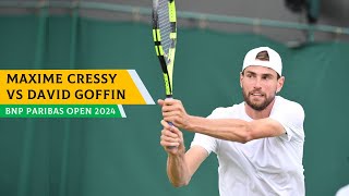 BNP PARIBAS OPEN 2024  Maxime Cressy vs David Goffin🔥 ATP TENNIS HIGHLIGHTS 🔴 [upl. by Amalie]