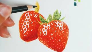 How to draw Realistic Strawberry  Drawing Strawberry with Pencils  Shah Arts [upl. by Eitsym]