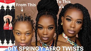 How To Springy Afro Twist On short Natural HairOutre Xpression Twisted Up Easy Protective Style [upl. by Euqinehs]