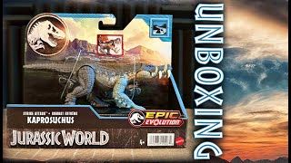 Unboxing Jurassic World Epic Evolution Kaprosuchus  Mattel Crocodilian Strike Attack Toy Showcase [upl. by Niltiak]