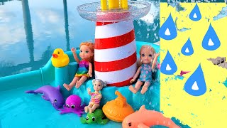 Water Park  Elsa amp Anna toddlers and friends  splash beach  water slide  Barbie dolls [upl. by Pierpont317]