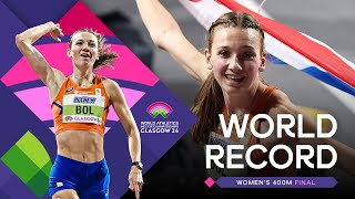 Femke Bol breaks 400m world indoor record 4917  World Athletics Indoor Championships Glasgow 24 [upl. by Betsey]