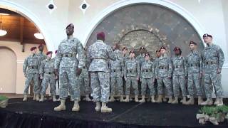 82nd Airborne ChoirChorus singing quotProud to be an Americanquot [upl. by Drobman247]