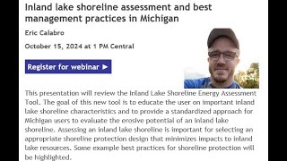 Inland lake shoreline assessment and best management practices in Michigan [upl. by Junie]