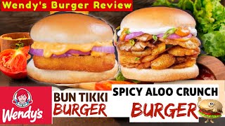 Wendys Burgers Review  Wendys Bun Tikki Burger amp Wendys Spicy Aloo Crunch Burger Review [upl. by Tsuda]