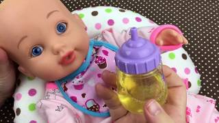 Feeding WaterBabies Special Delivery Baby Doll Baby Alive Apple Doll Juice [upl. by Ived]