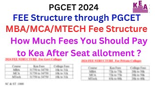 Fees Structure for MBAMCAMtech PGCET 2024 Fee structure FEE Structure feestructure pgcet2024 [upl. by Haret]