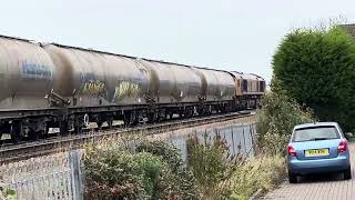 The early morning cement train meets a cross country voyager at stoke works junction 21102024 [upl. by Elam804]