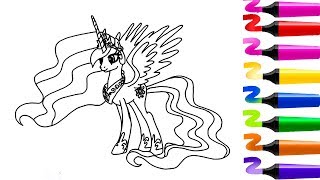 Dernières vidéos coloriage My Little Pony  Les amies cest magiqueColoriage princesse Celestia [upl. by Osnofedli]