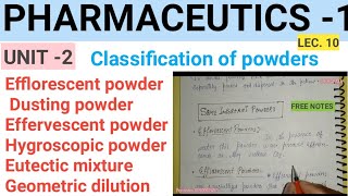 । । Classification of powder ।। Some important terms of powder ।। pharmaceutics ।। Pharma [upl. by Simsar]