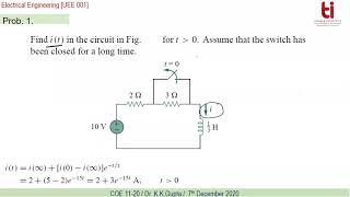 DC Transients Solving RL Circuits Lecture 25 7 Dec 2020 [upl. by Silecara]