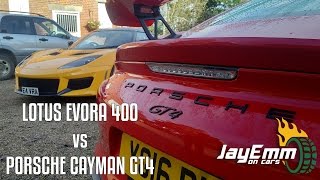 Lotus Evora 400 vs Porsche Cayman GT4  Pork and Cheese [upl. by Anha]