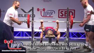 World Record Bench Press with 1425 kg by Jennifer Thompson USA in 63 kg class [upl. by Darlleen]