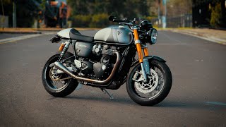 Triumph Thruxton RS slipon exhausts Weslake Shorty Pro [upl. by Oiralih]