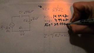 Resistive Capacitive Series Circuit Calculations [upl. by Naujuj]