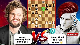 AlphaZero 4K Elo Sacrificed His FULL QUEEN Against Magnus Carlsen in the Opening  Chess  Magnus [upl. by Mackay244]