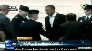 Obama visits families of Aurora massacres victims [upl. by Clayborn39]