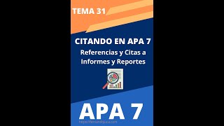 Cómo citar y referenciar informes y reportes en APA 7ma Edición  Guía completa  Parte 31 [upl. by Yeffej762]