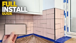 A Modern Way To Install Subway Tiles  Stunning Kitchen Splashback [upl. by Baler916]