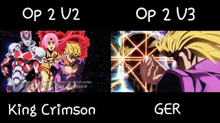 Jojos Bizarre Adventure Part 5 Op 2 V2 and Op 2 V3 Comparison [upl. by Hnahc]