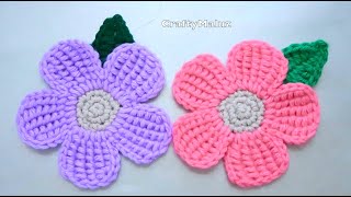 CROCHET TUTORIAL Flores a ganchillo muy fácil  flor tejida a crochet paso a paso [upl. by Yretsym]