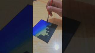 Handmade mini canvas painting🌃 SOHA ART painting youtube short [upl. by Arney]