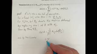 Determinants as cofactor expansions across any row [upl. by Airehc216]