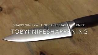 Sharpening Zwilling Four Star Chef Knife [upl. by Ellatnahc]