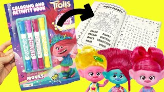 Trolls Band Together Movie Coloring Activity Book Pages with Poppy Branch Viva Dolls [upl. by Meikah884]