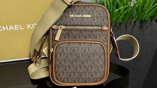 Распаковка сумки MICHAEL KORS Jet Set Medium Logo Crossbody Bag brown [upl. by Lerad]