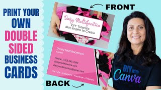 Double Sided Business Cards with Canva  How to Create and Print Your Own Business Cards using CANVA [upl. by Jacynth]