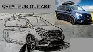 Heres how to draw a MercedesBenz v class with roof rack and thule drawing easy tutorial [upl. by Atiuqaj892]